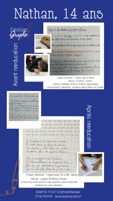 avant/après rééducation écriture collège